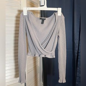 Tight Gray Cropped Ribbed Top, Size M